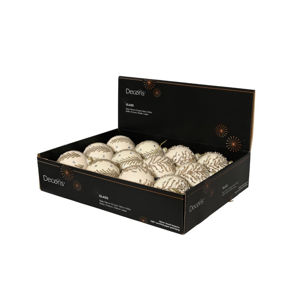 SFERA VETRO RAMI STRASS D.8 CREAM